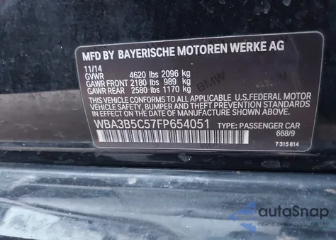 2015 BMW 328I xDrive z USA, uszkodzony, nr VIN WBA3B5C57FP654051